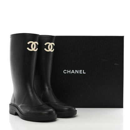 Chanel Caoutchouk CC High Boots 39 Black 9 of 9