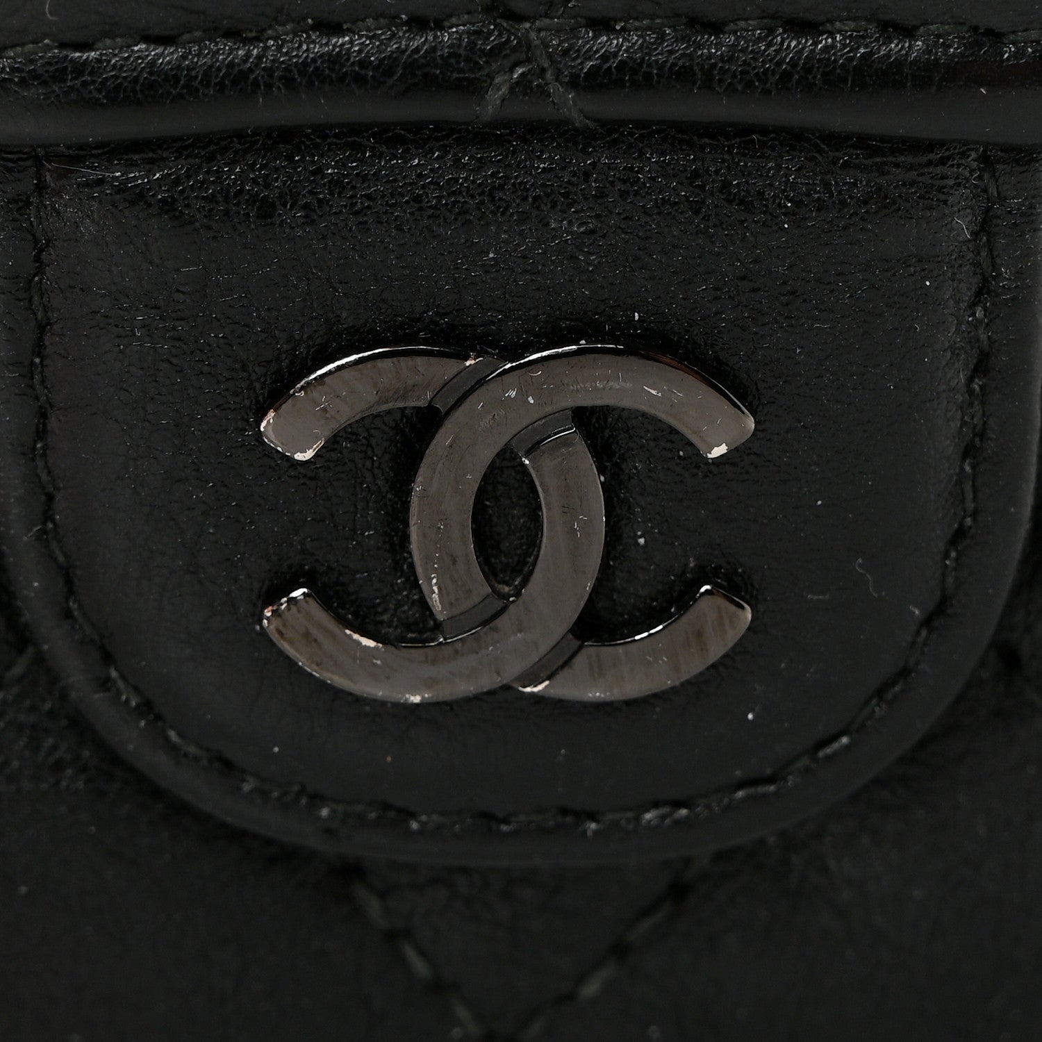 Chanel Crumpled Calfskin Quilted Flap Card Holder Wallet So Black 10 of 10
