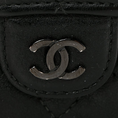 Chanel Crumpled Calfskin Quilted Flap Card Holder Wallet So Black 10 of 10