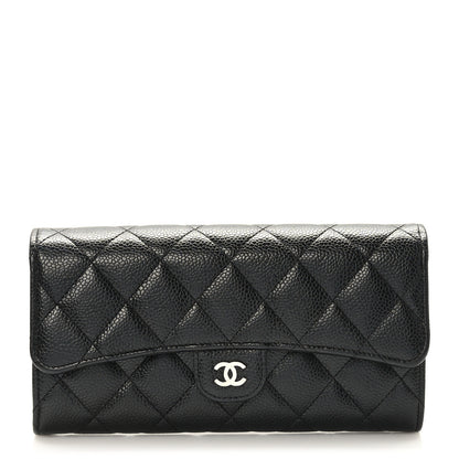 Chanel Caviar Quilted Large Gusset Flap Wallet Black 1 of 9