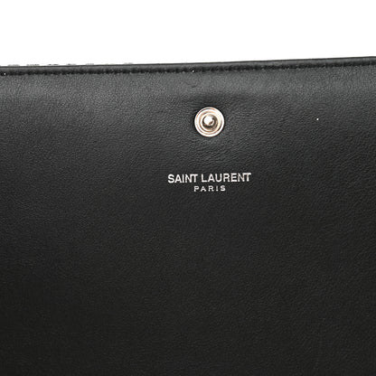 Saint Laurent Velvet Crystal Monogram Chain Wallet Black 6 of 10