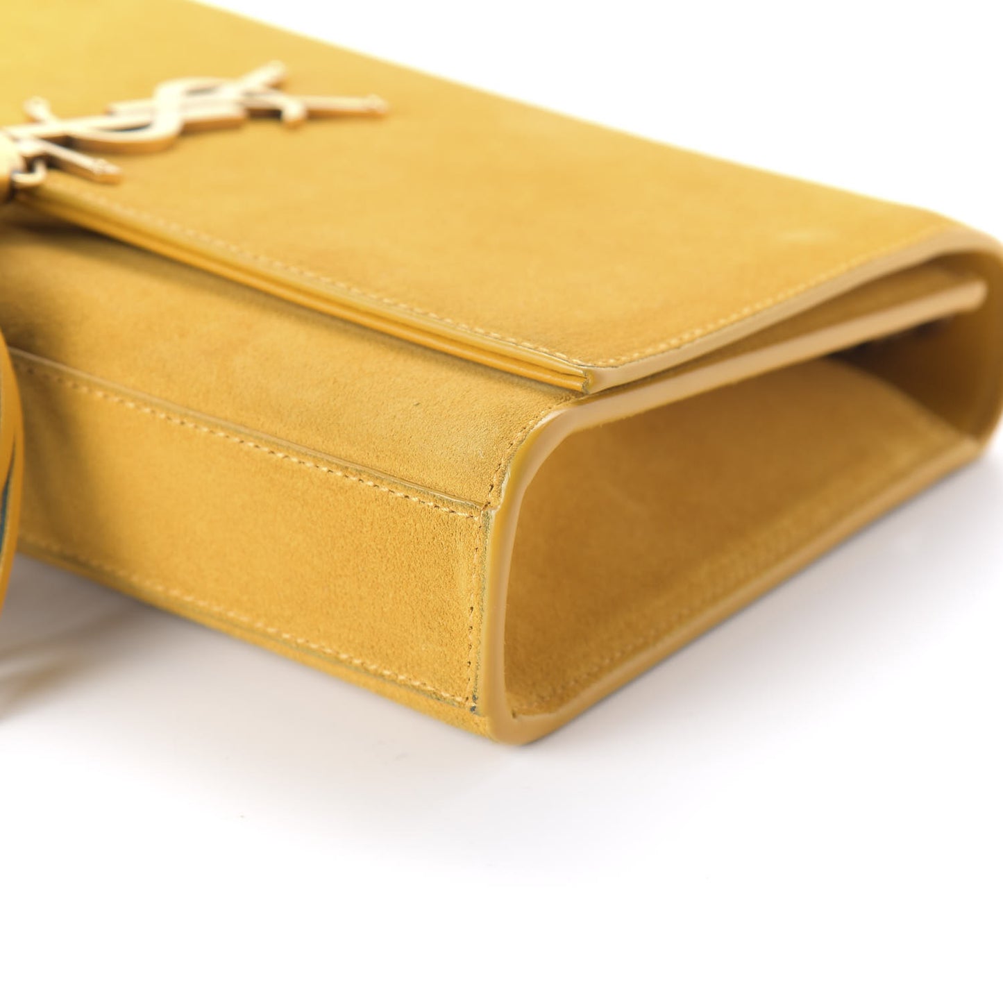 Suede Medium Classic Monogram Kate Tassel Satchel Saffron Yellow
