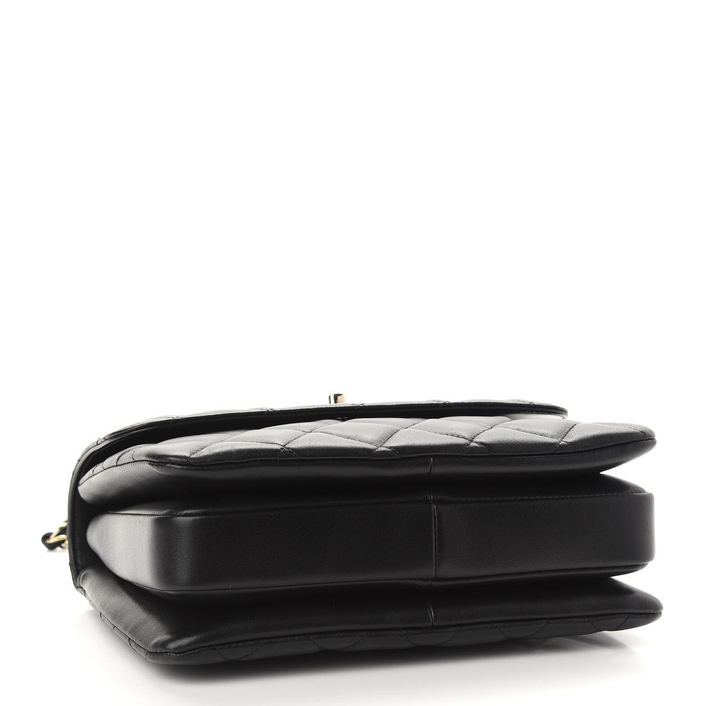 Lambskin Quilted Small Trendy CC Dual Handle Flap Bag Black