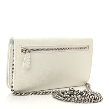 Balenciaga Grained Calfskin Logo Cash Phone Holder Wallet On Chain White Fluo Pink 3 of 9