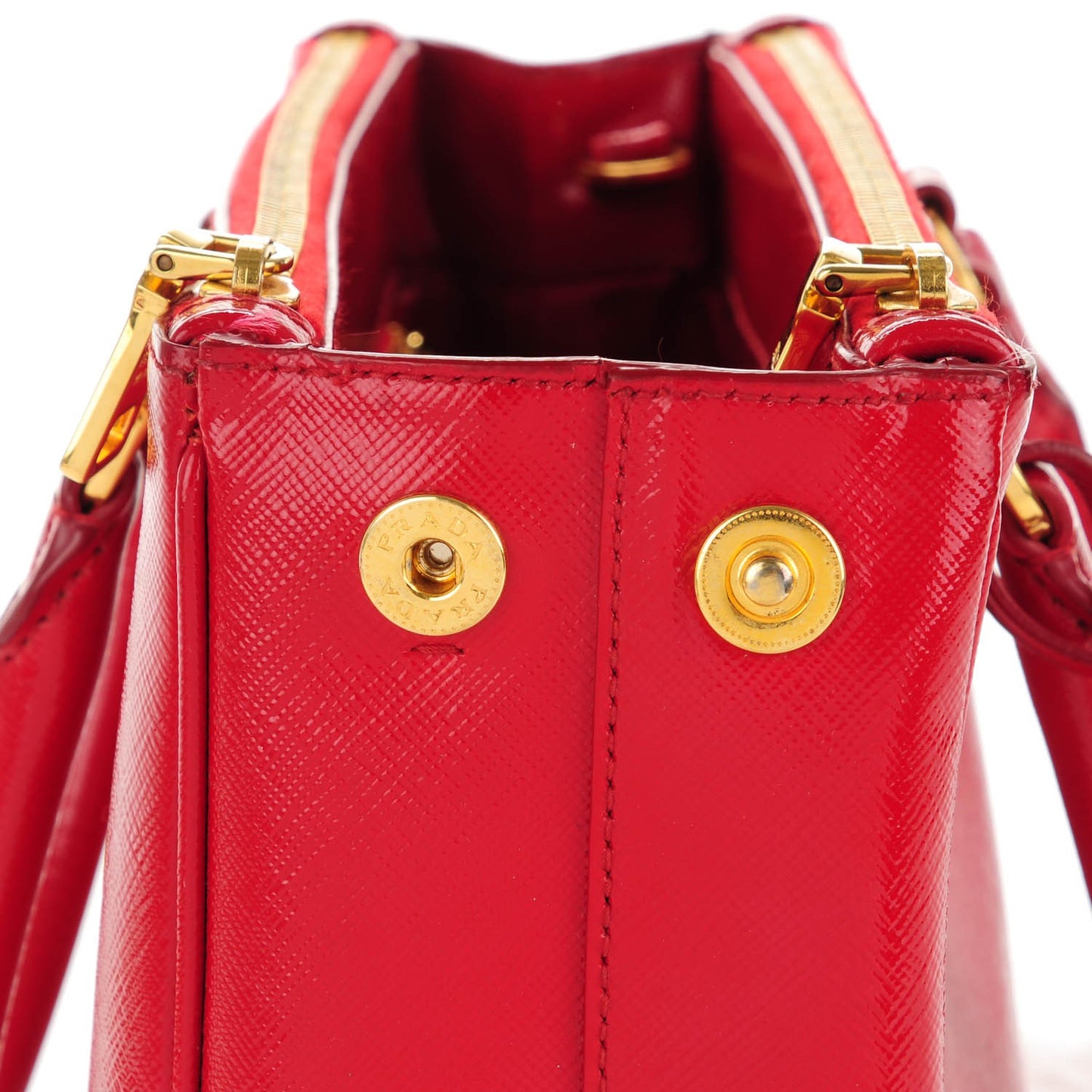 Saffiano Vernice Mini Galleria Double Zip Tote Rosso