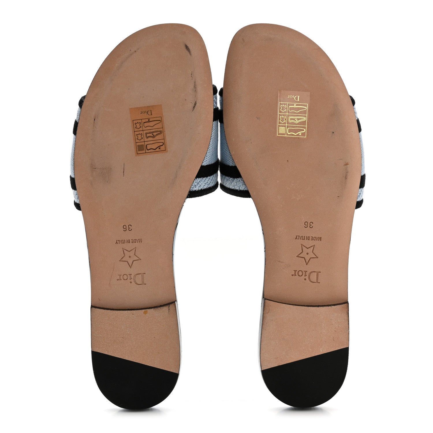 Christian Dior Canvas Embroidered Miss Dior Allover Dway Flat Slide Sandals 36 Azure Pale 6 of 10