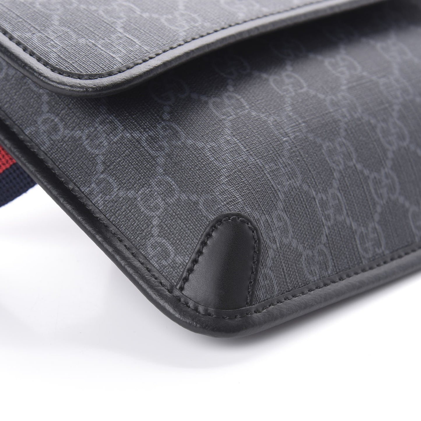 GG Supreme Monogram Web Slim Belt Bag Black Grey