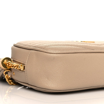 Saint Laurent Grain De Poudre Matelasse Monogram Mini Lou Camera Bag Dark Beige 9 of 11