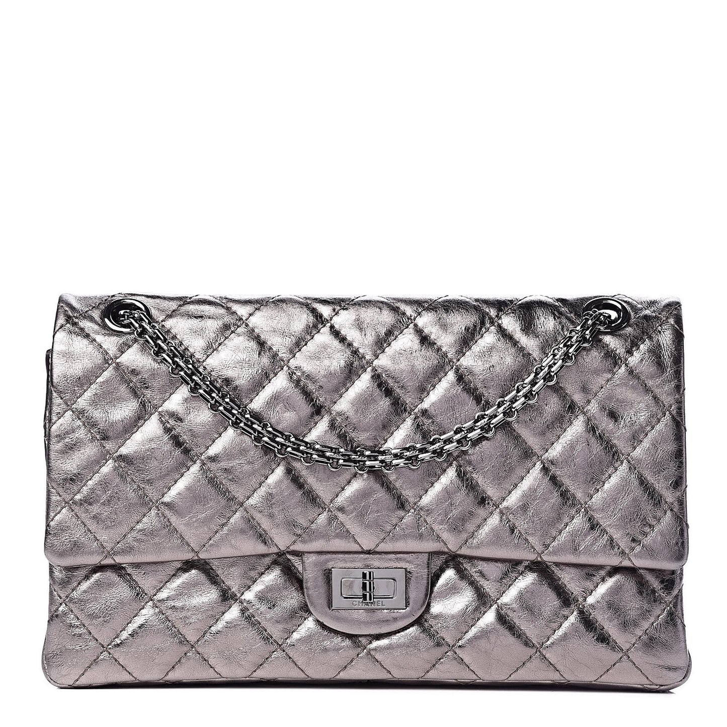 Metallic Aged Calfskin Quilted 2.55 Reissue 226 Silver