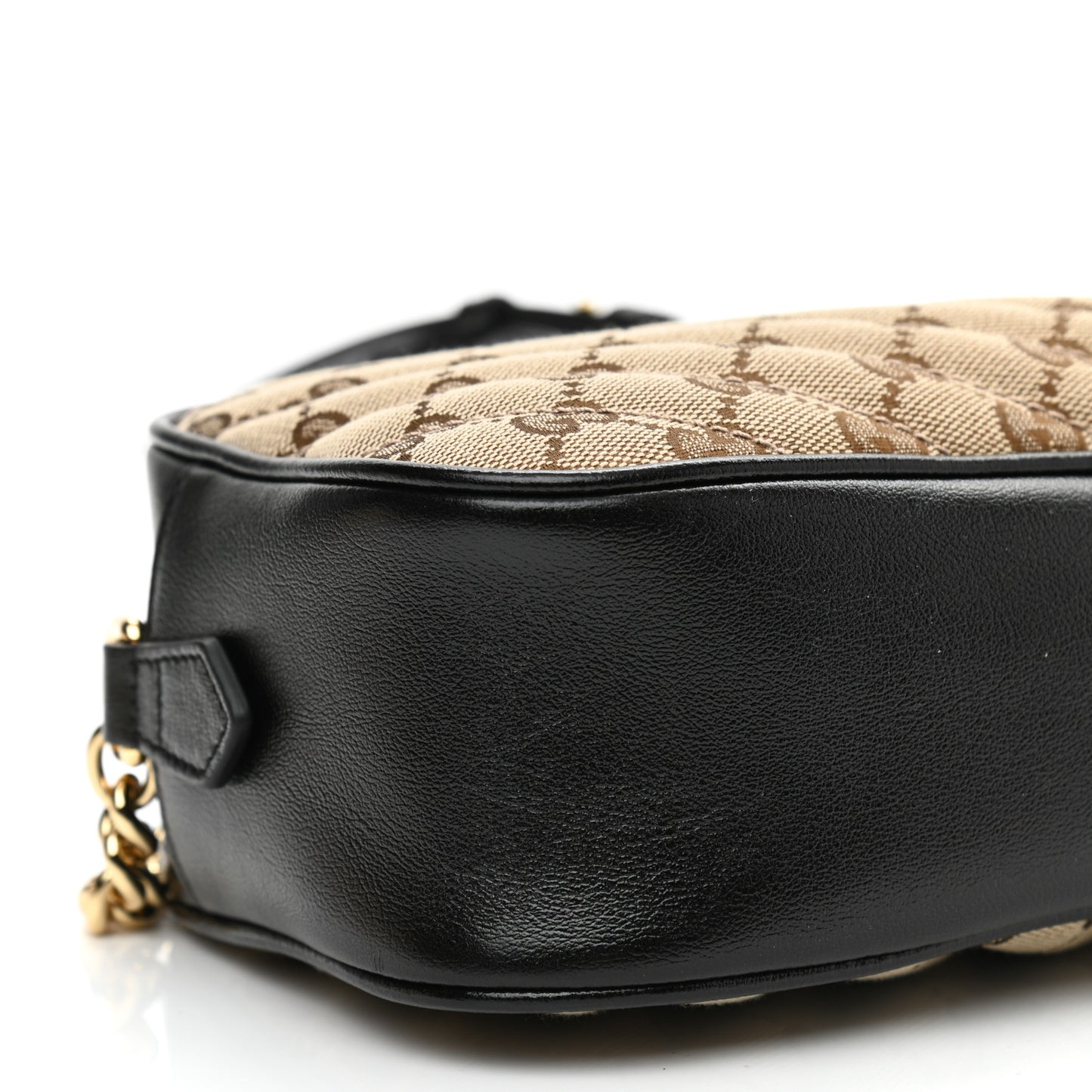 Monogram Matelasse Diagonal Small GG Marmont Chain Shoulder Bag Beige Black
