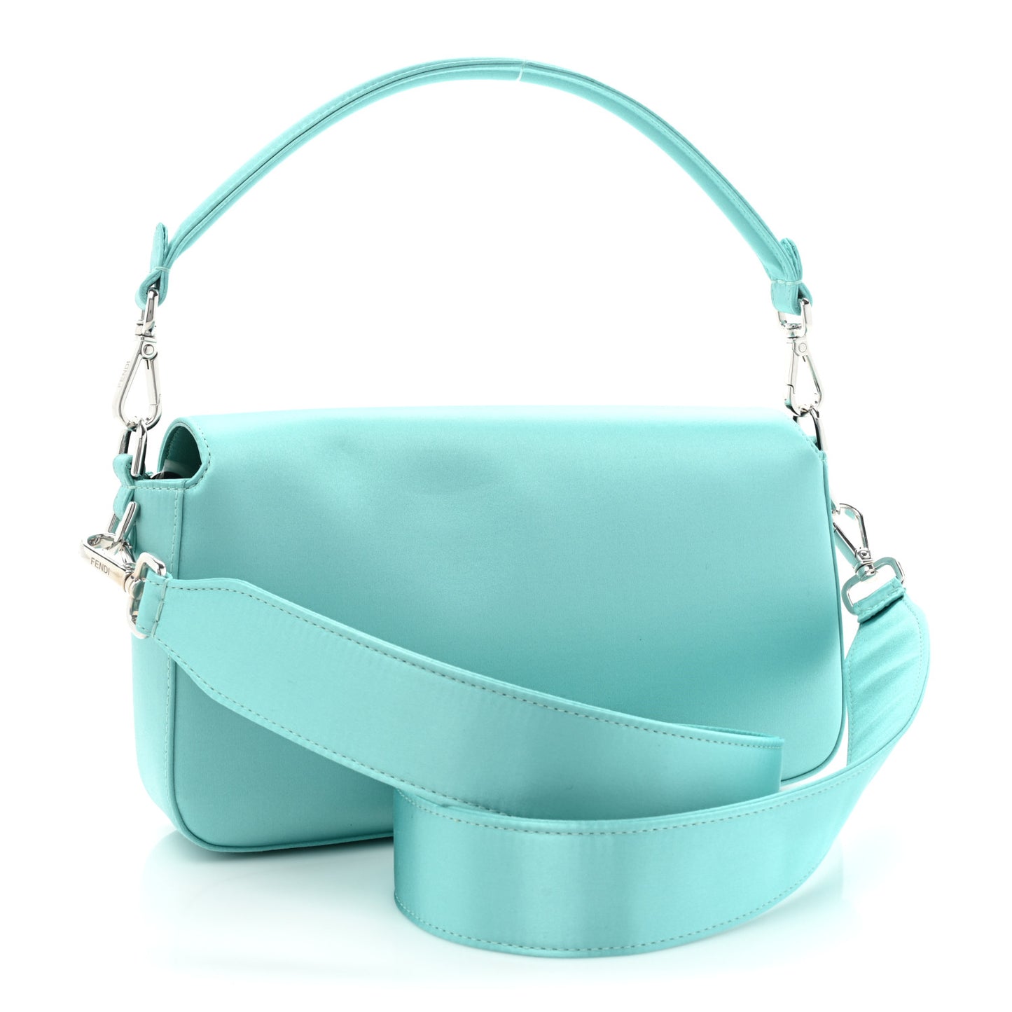 X TIFFANY Satin Nappa Silver Baguette Blue Tiffany Silver