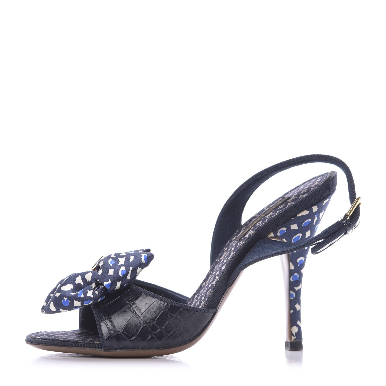 Louis Vuitton Crocodile Silk Bow Lock Slingback Pumps 36 1 of 9