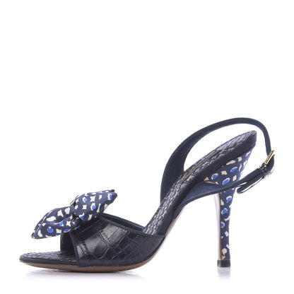 Louis Vuitton Crocodile Silk Bow Lock Slingback Pumps 36 1 of 9