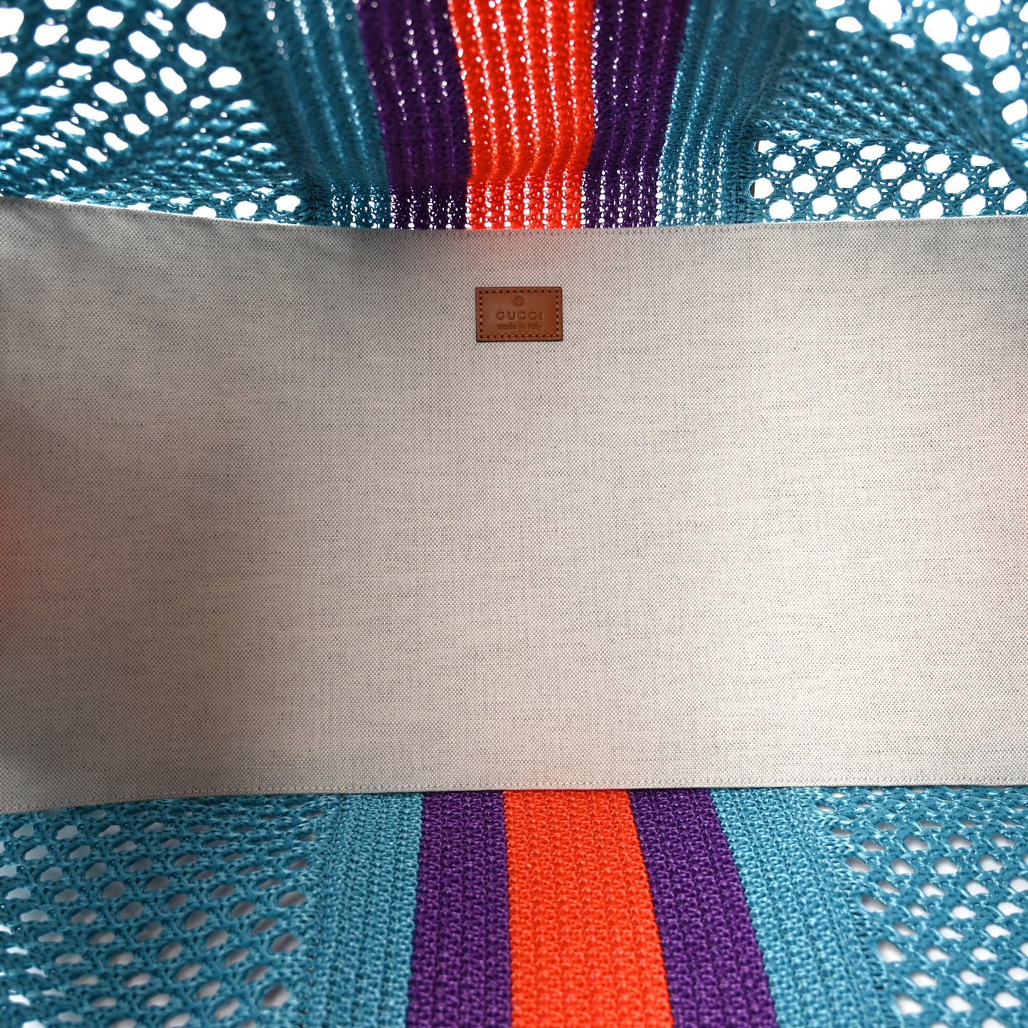 Raffia Web Woven Interlocking G Tote Blue Multicolor