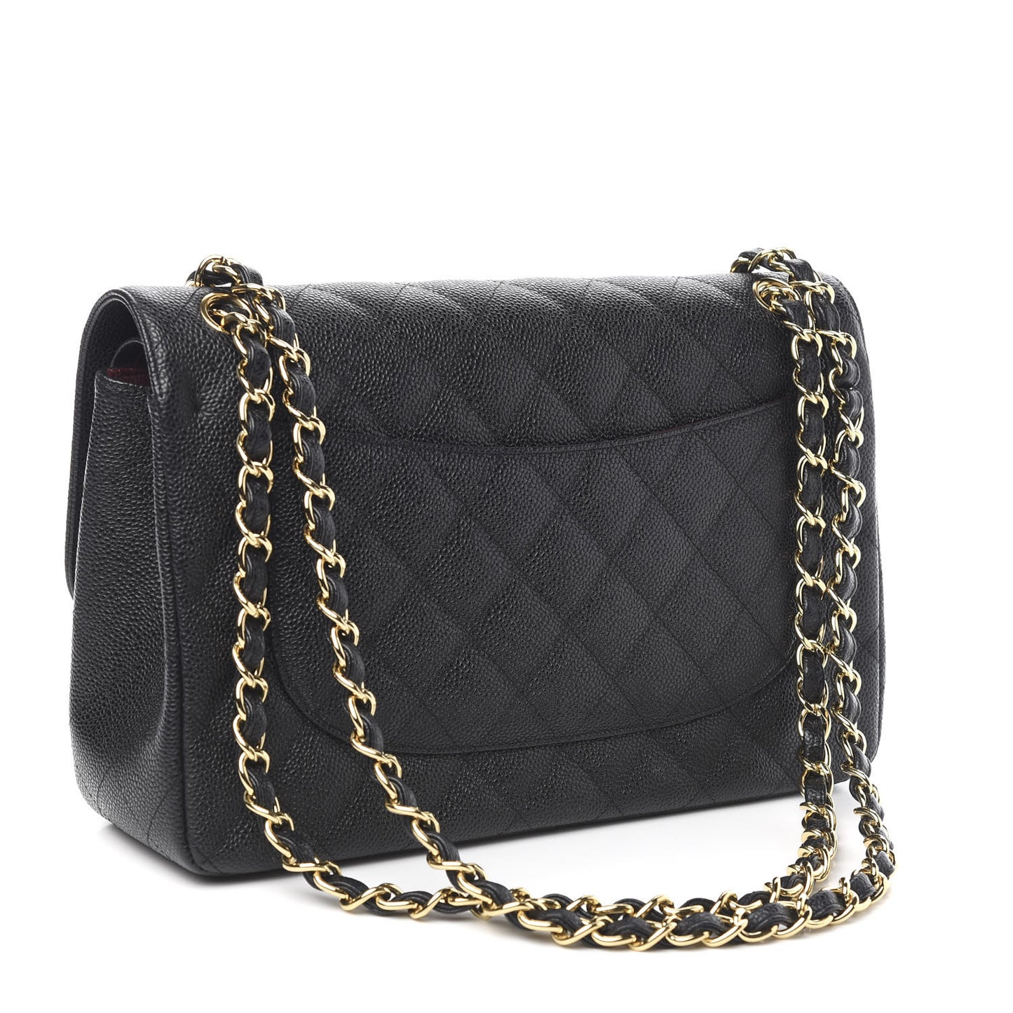 Caviar Quilted Jumbo Double Flap Black