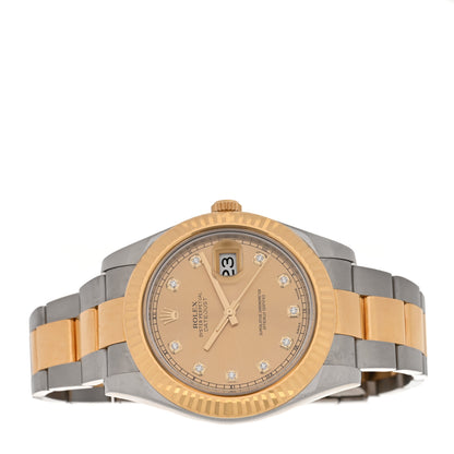 Rolex Stainless Steel 18K Yellow Gold Diamond 41mm Oyster Perpetual Datejust II Watch Champagne 116333 2 of 5