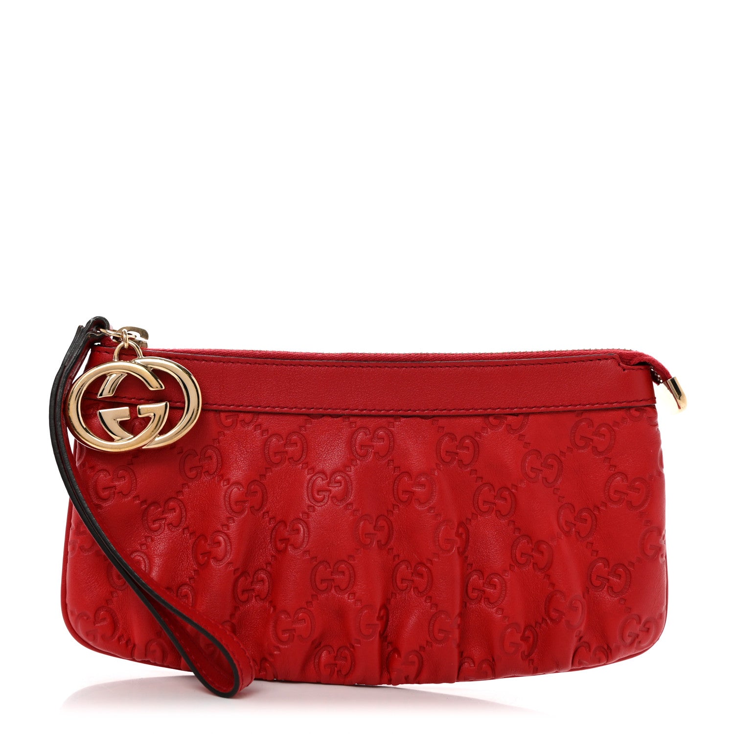 Gucci Guccissima Signature New Britt Wristlet Red 1 of 7