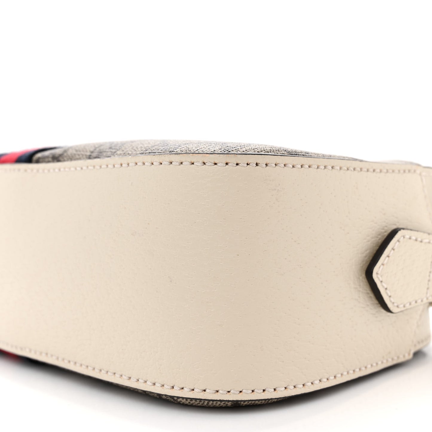 GG Supreme Monogram Textured Calfskin Web Small Ophidia Camera Bag Beige Ebony Mystic White