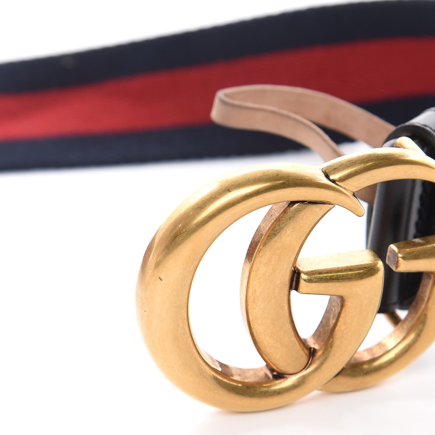 Gucci Nylon Calfskin Double G Web 40mm Belt 95 38 Blue Red Black 7 of 7
