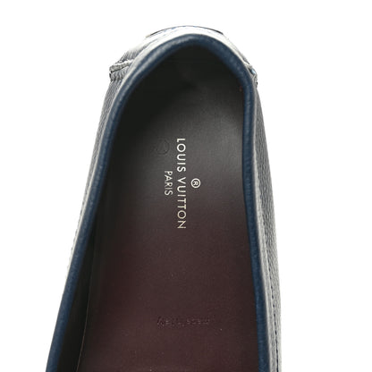 Louis Vuitton Grained Calfskin Mens Monte Carlo Car Shoe Moccasin Loafers 9 Blue 9 of 11