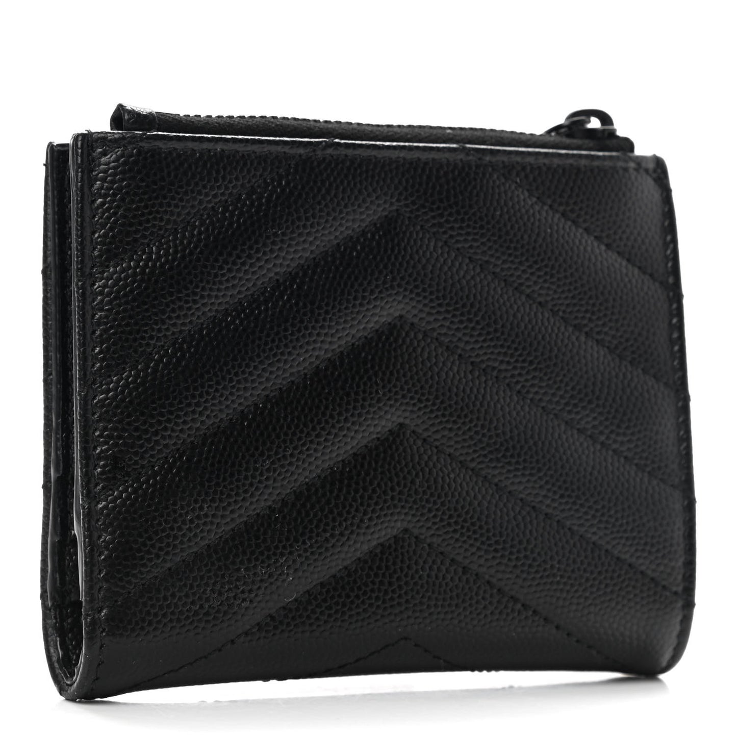 Grain De Poudre Matelasse Chevron Monogram Zipped Card Case Black