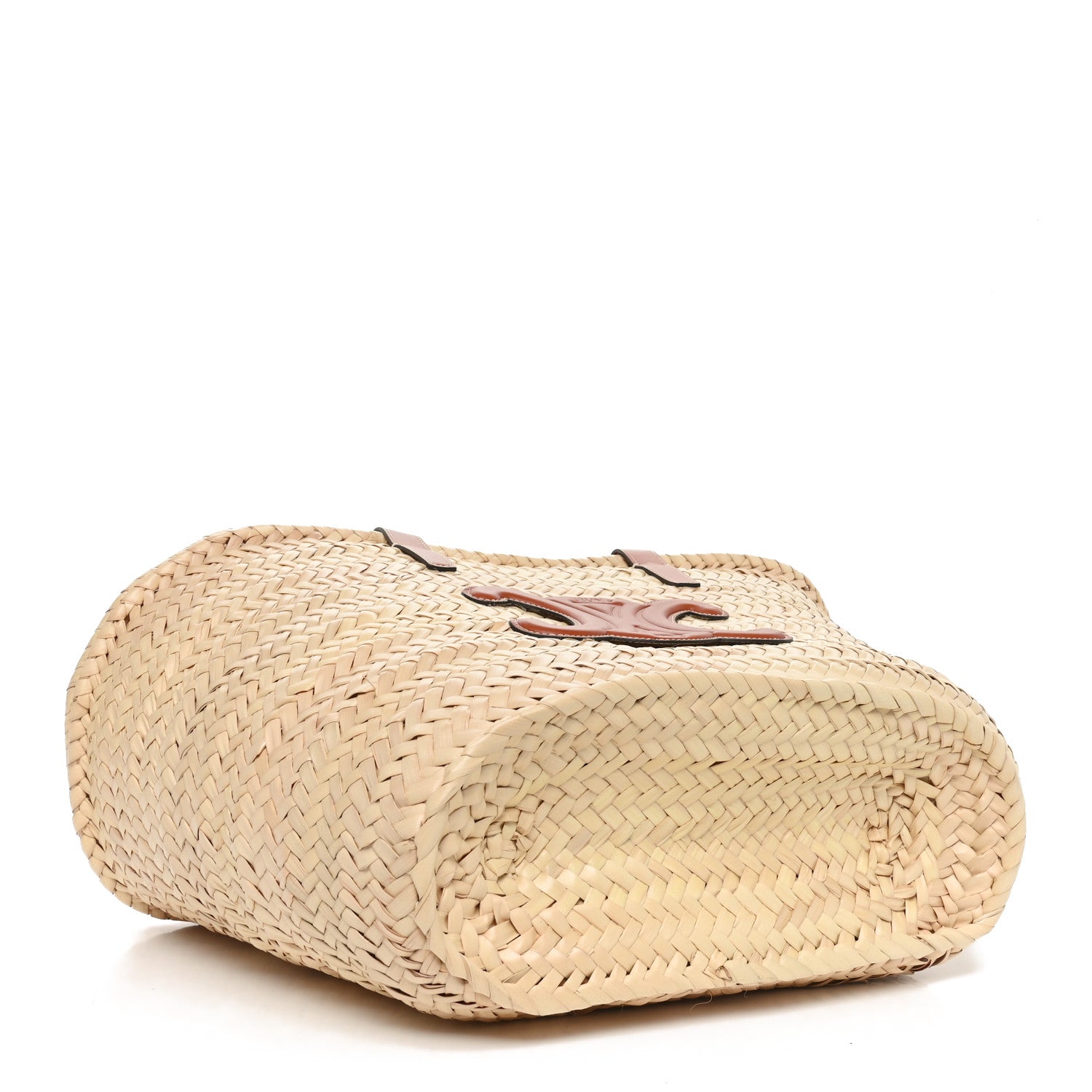Celine Raffia Calfskin Triomphe Medium Panier Tan 4 of 9