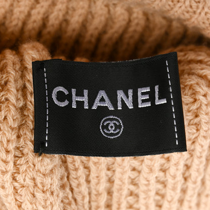 Chanel Cashmere Sequin Logo Beanie Hat Beige 6 of 7