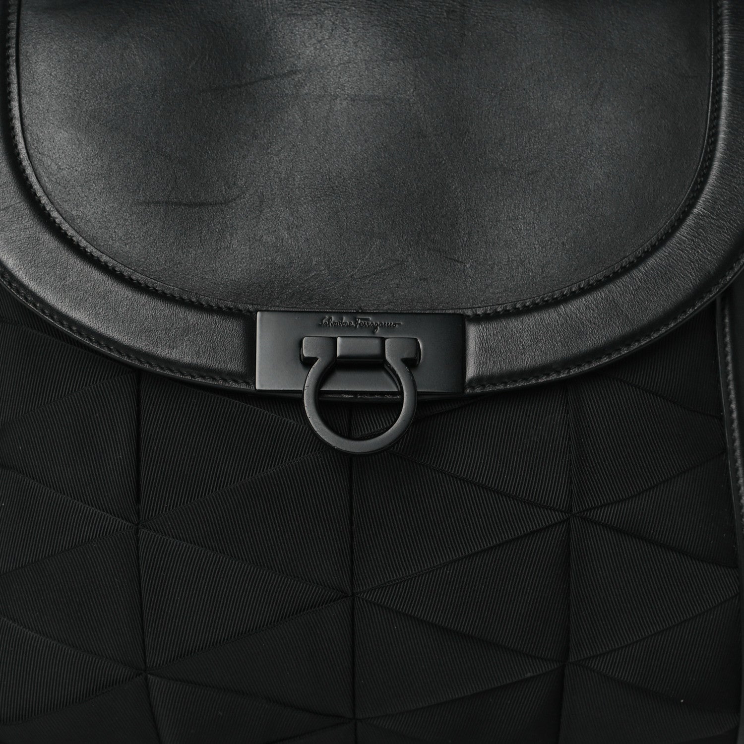 Salvatore Ferragamo Calfskin Nylon Suzanna Gancini Satchel Black 7 of 9