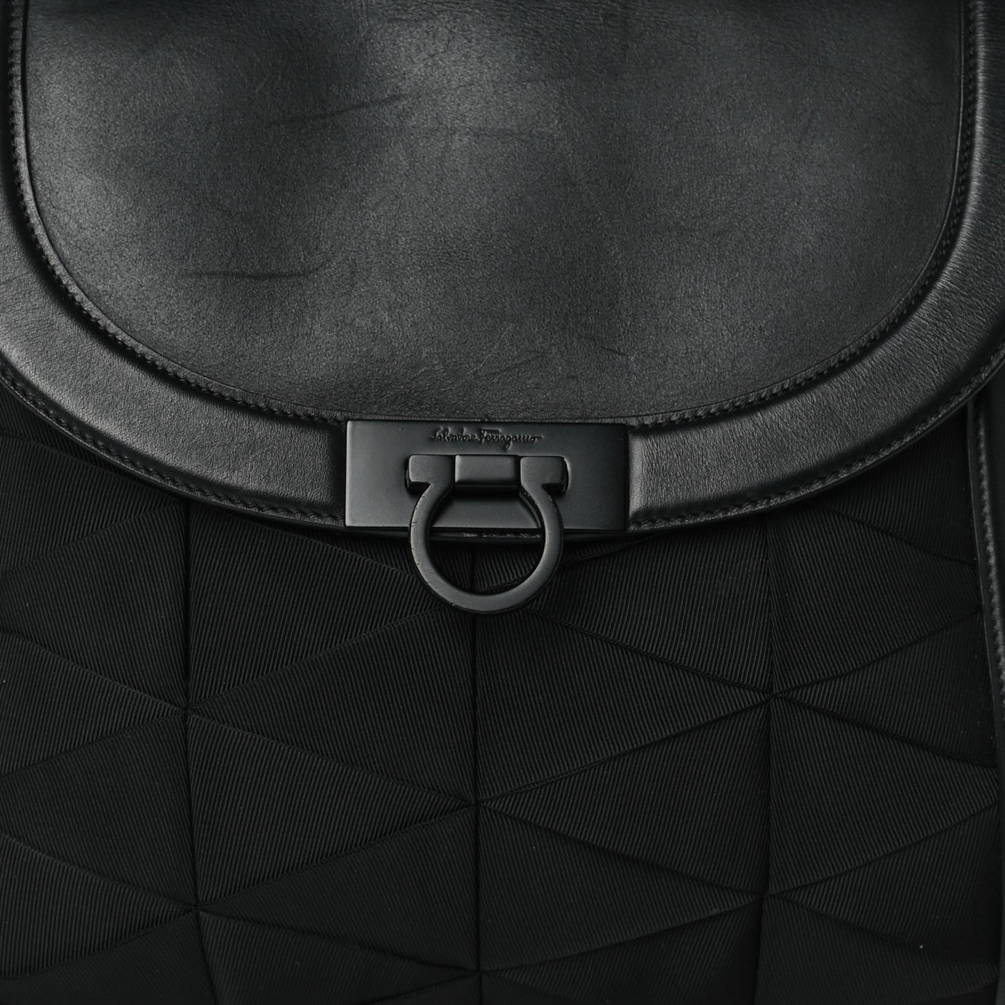 Calfskin Nylon Suzanna Gancini Satchel Black