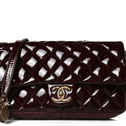 Chanel Patent Goatskin Quilted Medium CC Eyelet Flap Burgundy 8 of 16