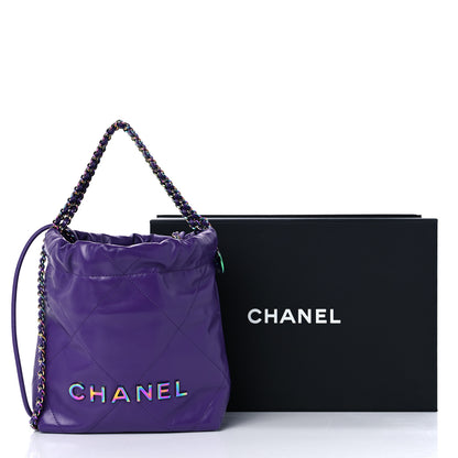 Chanel Shiny Calfskin Quilted Rainbow Mini Chanel 22 Purple 10 of 10