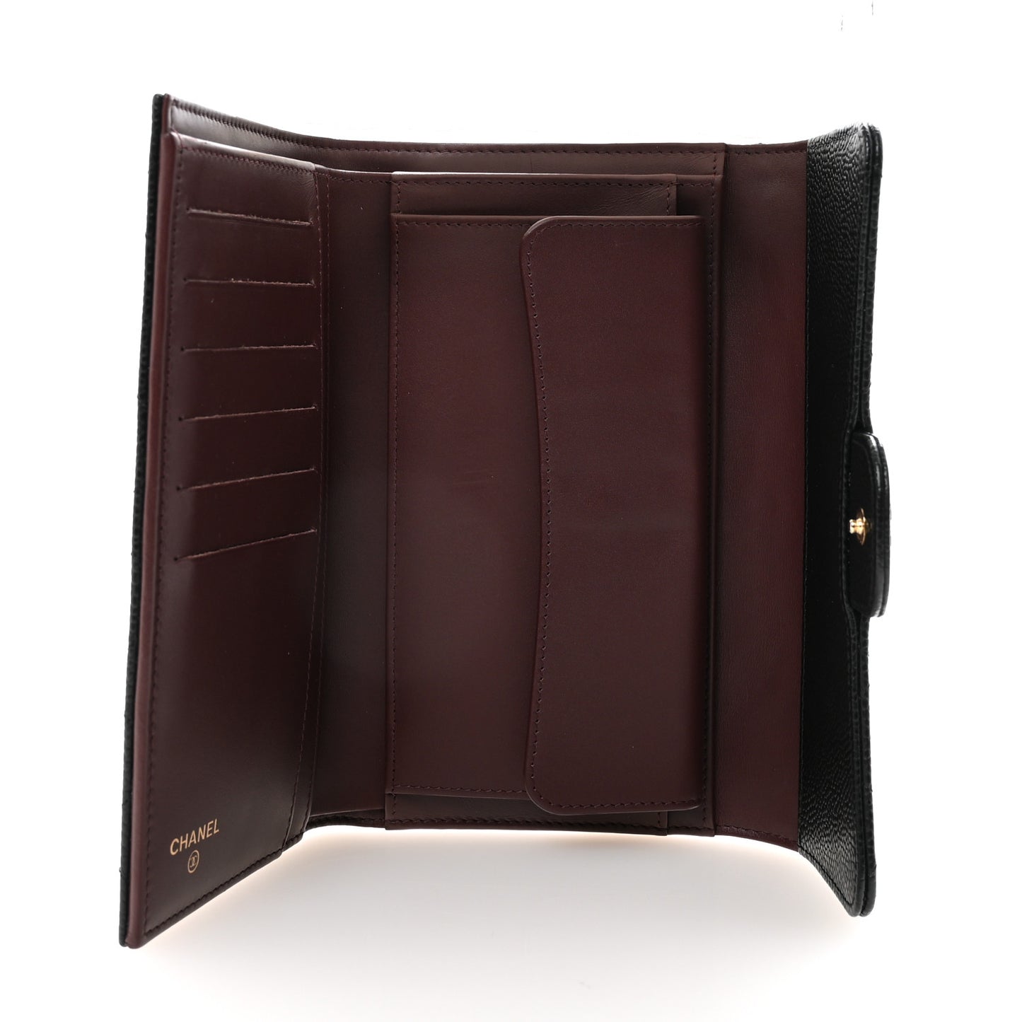 Caviar Quilted Medium Flap Wallet Black