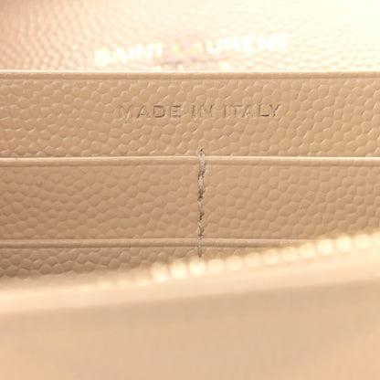 Saint Laurent Grain De Poudre Matelasse Chevron Monogram Chain Wallet Nude Powder 7 of 10
