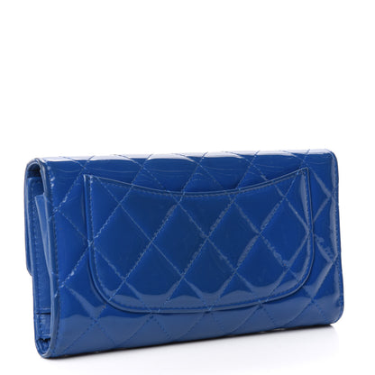 Chanel Patent Calfskin Quilted Large Flap Wallet Blue 3 of 8