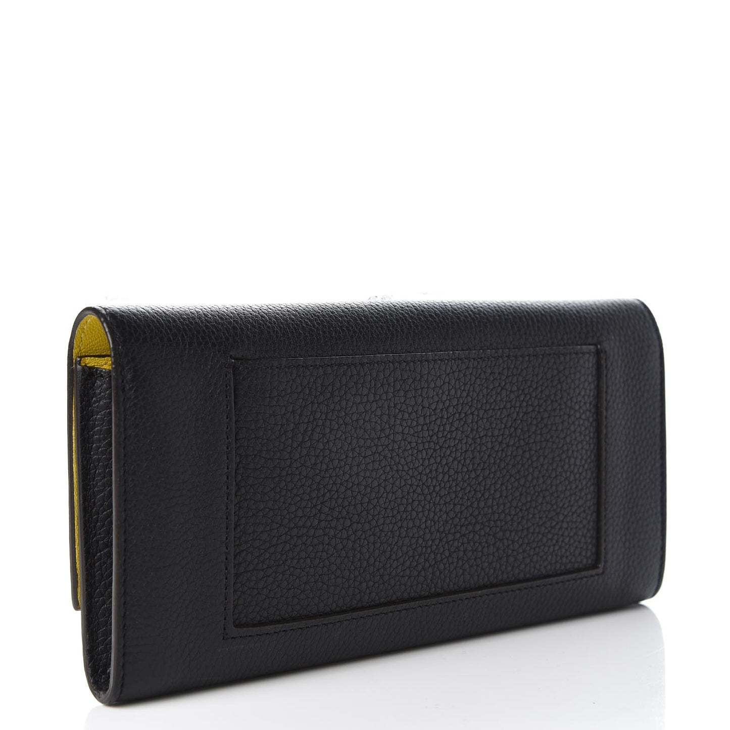 Drummed Calfskin Large Multifunction Flap Wallet Black