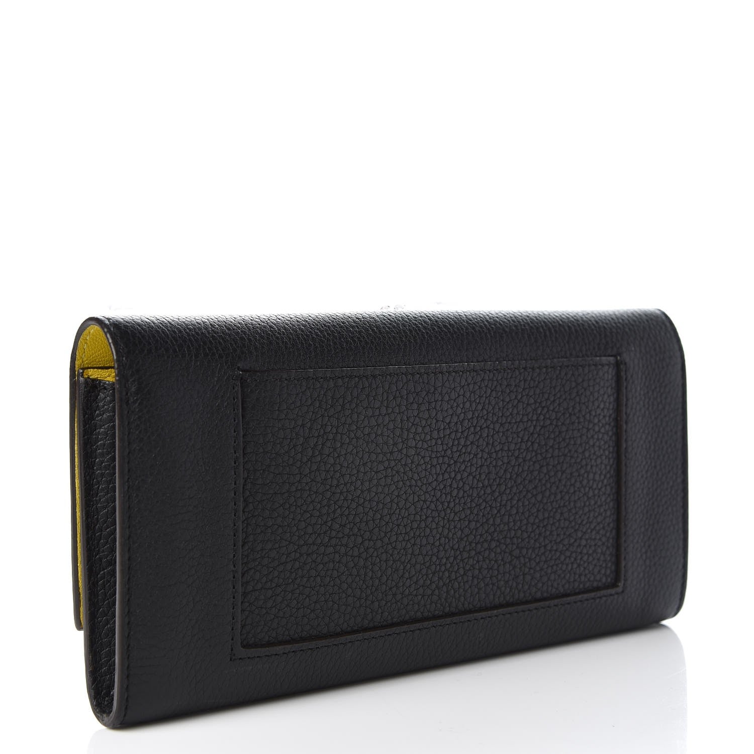 Celine Drummed Calfskin Large Multifunction Flap Wallet Black 3 of 7