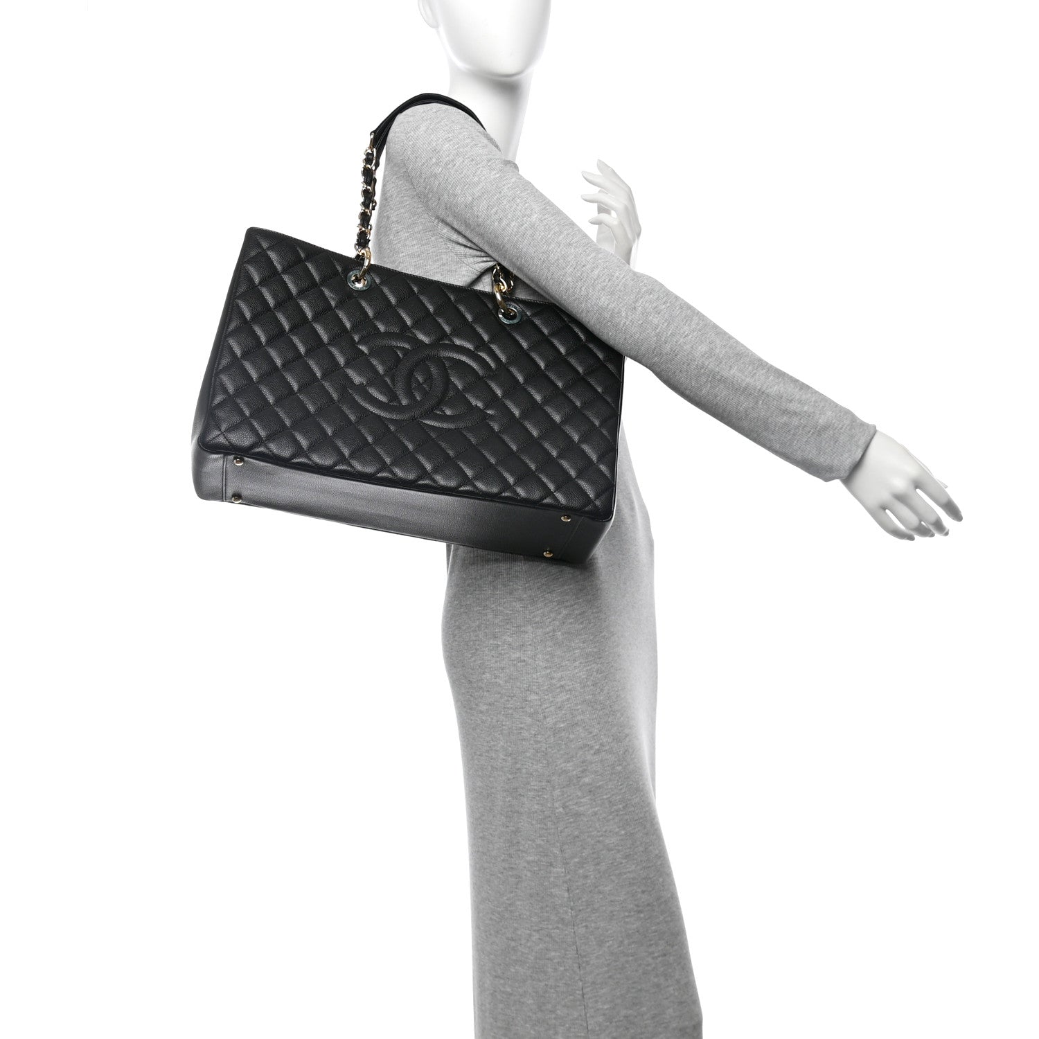 Chanel Caviar Quilted XL Grand Shopping Tote GST Black 2 of 10