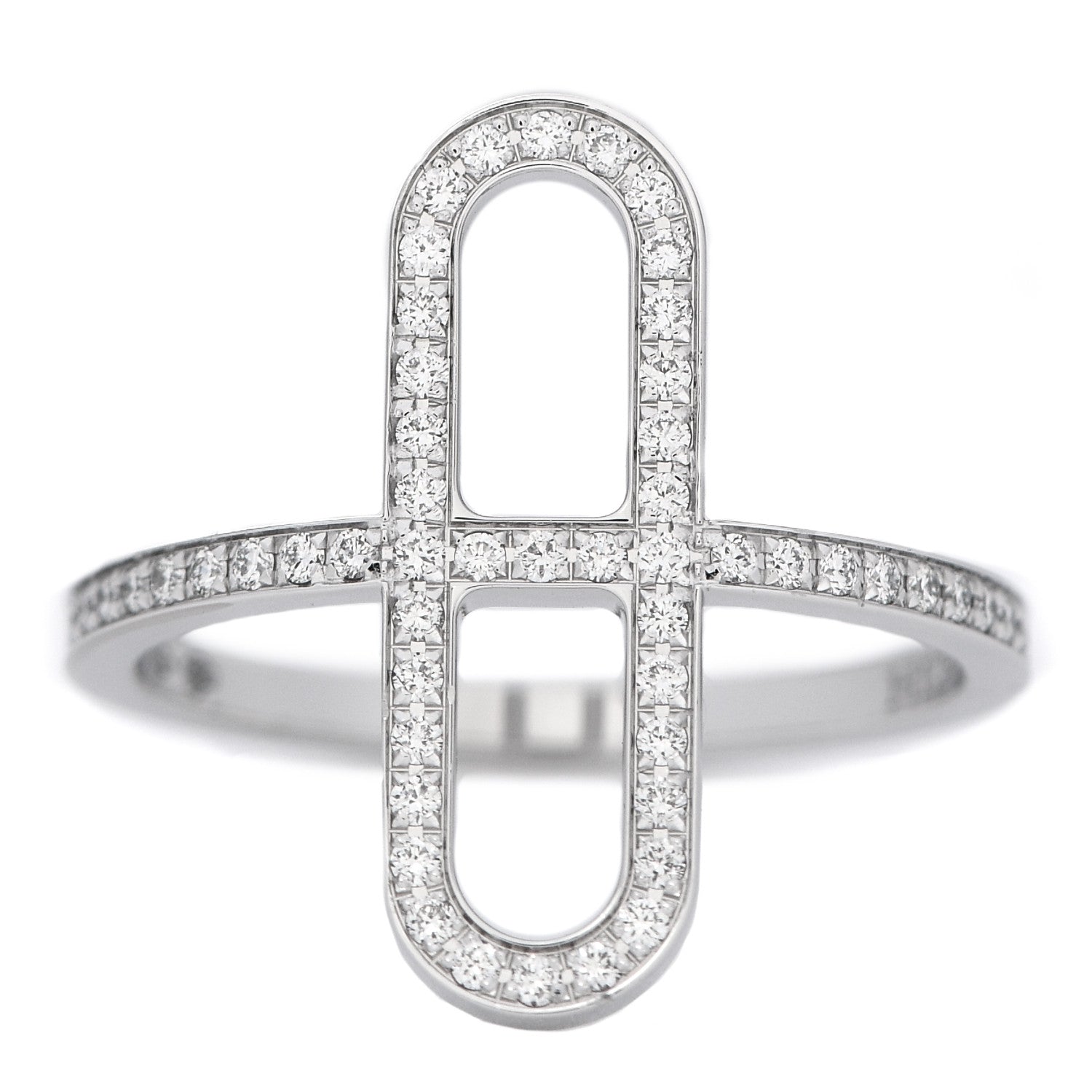Hermes 18K White Gold Diamond Ever Chaine d'Ancre Ring 53 6.25 1 of 7