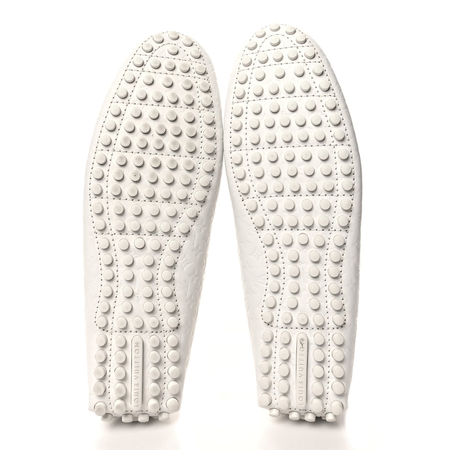 Soft Calfskin Mini Monogram Embossed Mens Hockenheim Moccasin Loafers 11 White