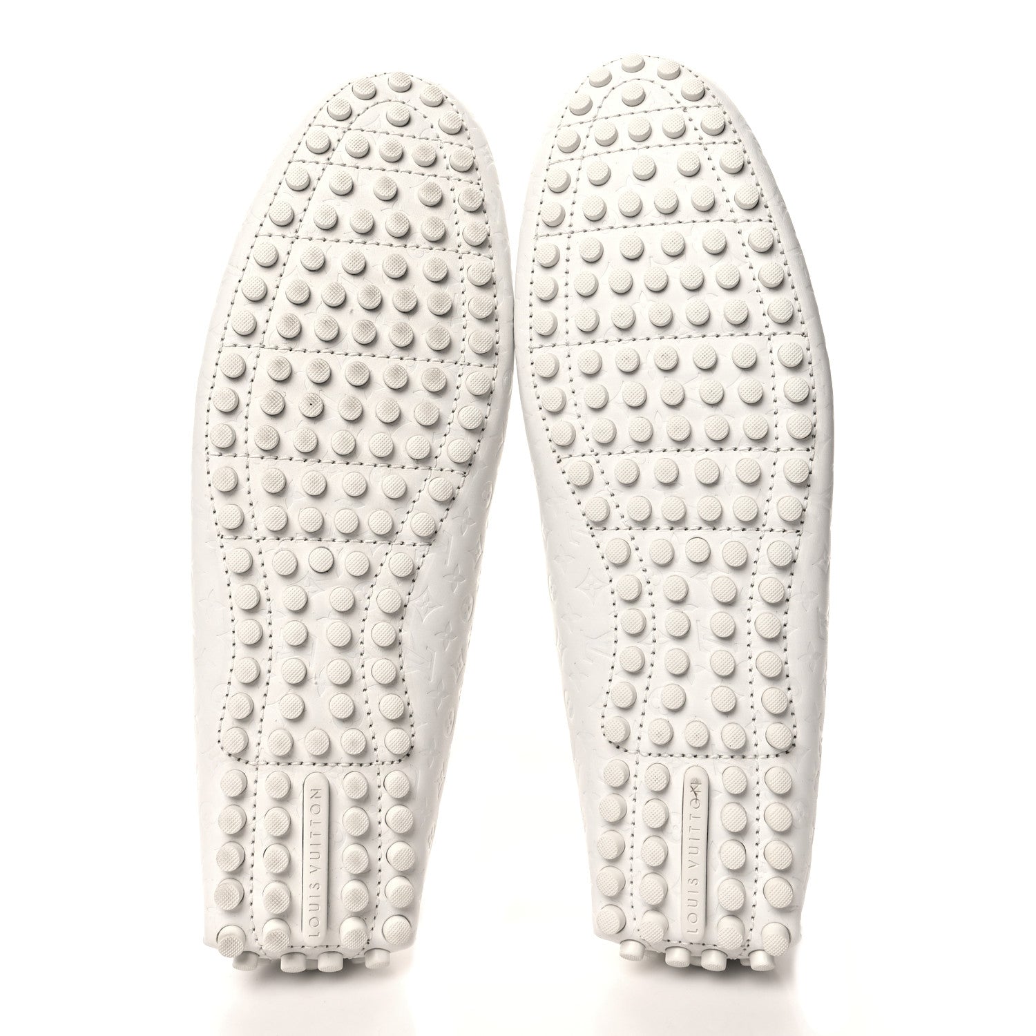 Louis Vuitton Soft Calfskin Mini Monogram Embossed Mens Hockenheim Moccasin Loafers 11 White 5 of 8