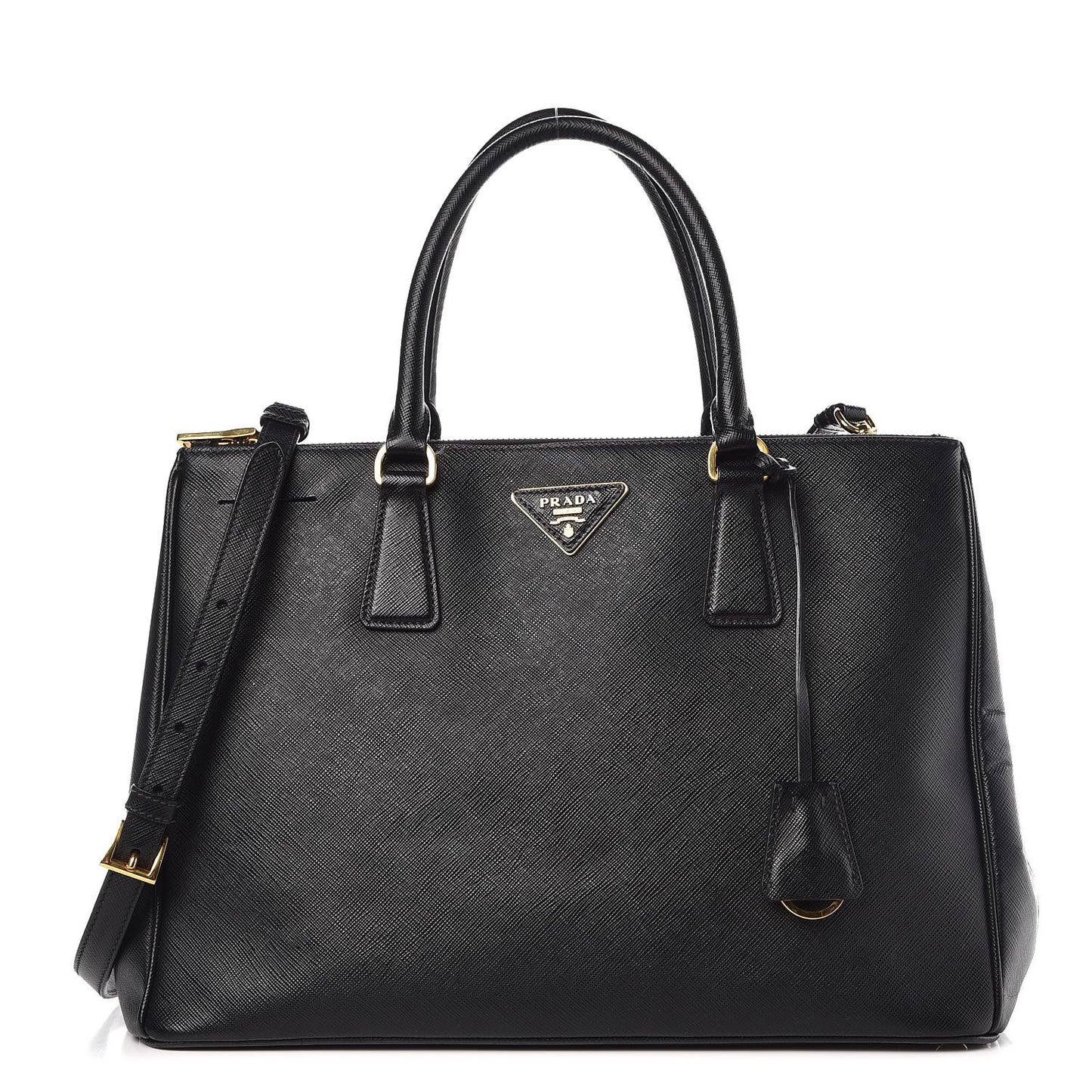 Saffiano Medium Galleria Double Zip Tote Black