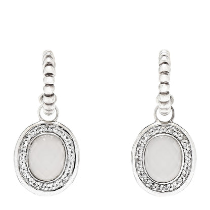 John Hardy Sterling Silver Batu Bedge White Sapphire Chalcedony Drop Earrings 1 of 4
