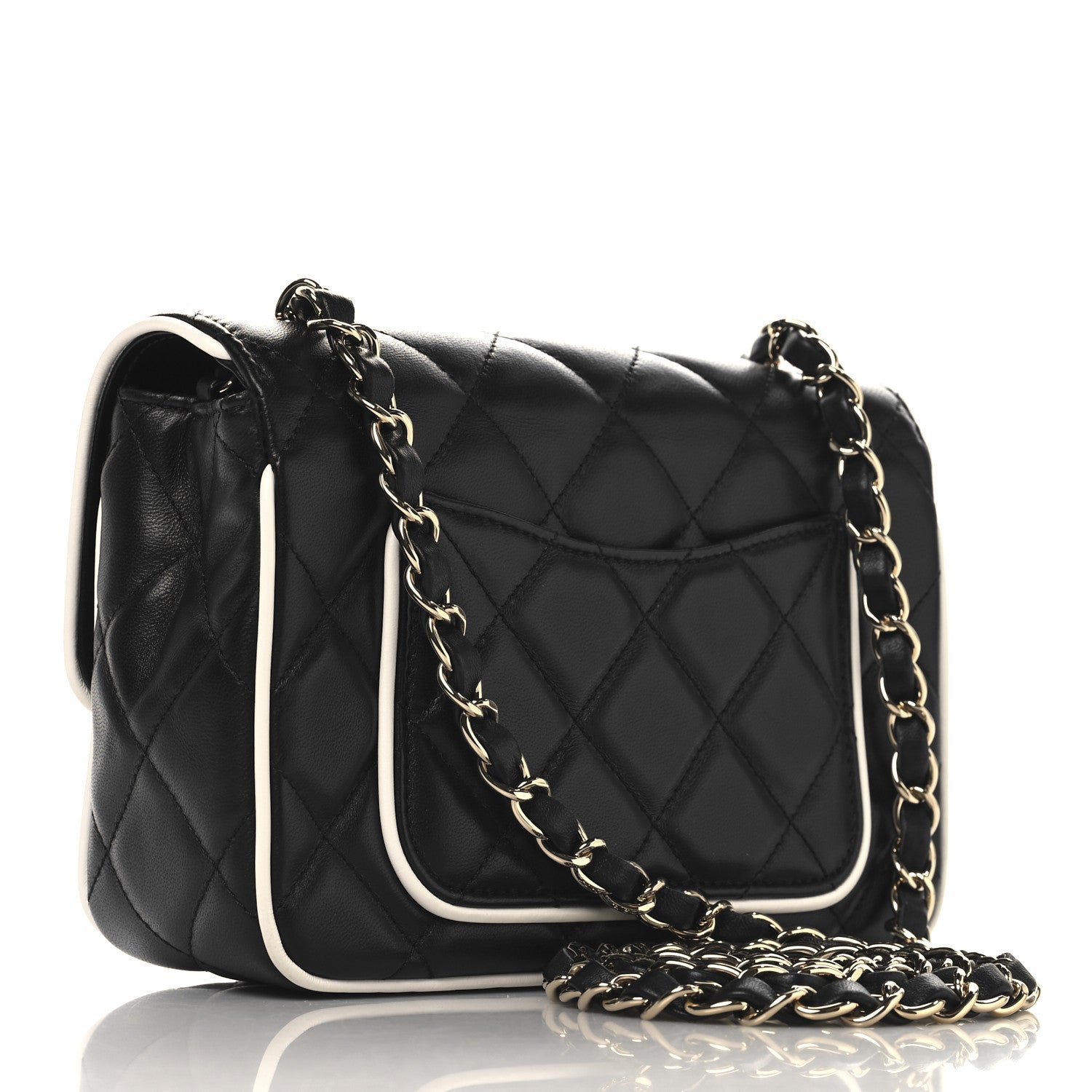 Chanel Lambskin Quilted Resin CC Mini Flap Bag Black White 3 of 11