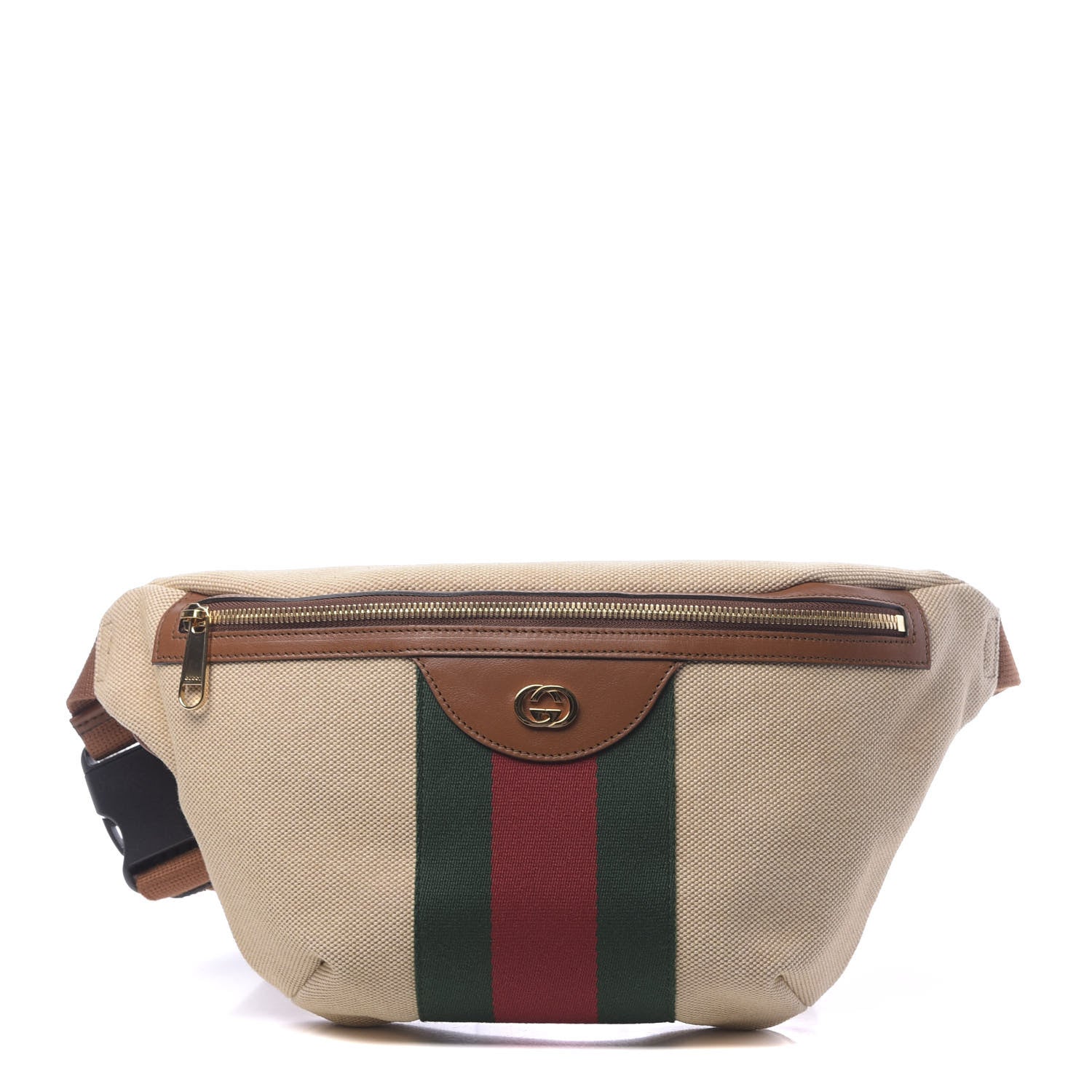 Gucci Vintage Canvas Web Belt Bag Sand Cuir 1 of 10