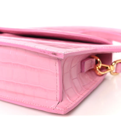 Jacquemus Calfskin Crocodile Embossed Le Sac Rond Pink 9 of 9