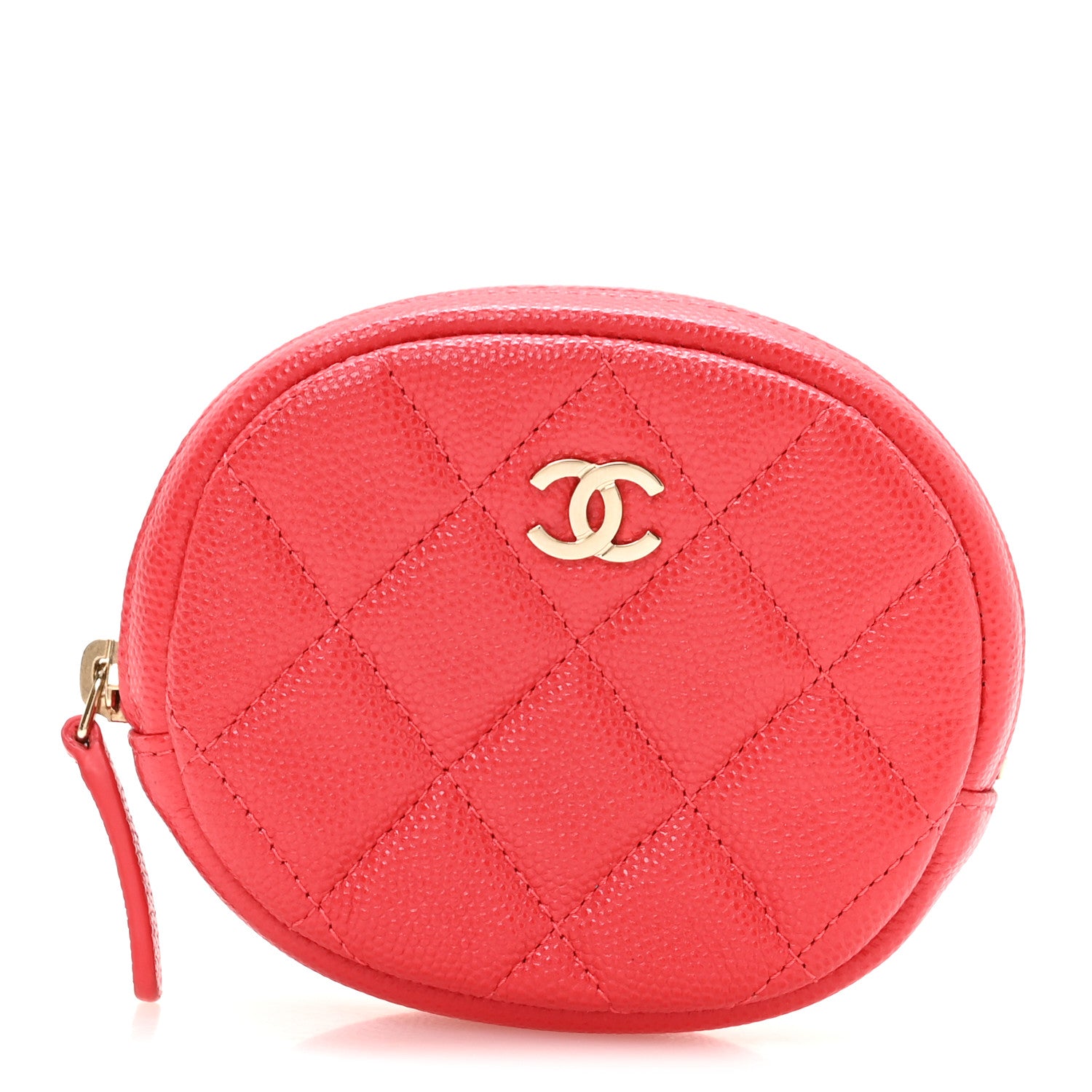 Chanel Caviar Quilted Zip Around Classic Coin Purse Red 1 of 7