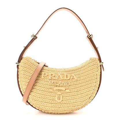Prada Yarn Raffia Effect Crochet Arque Shoulder Bag Natural 1 of 10