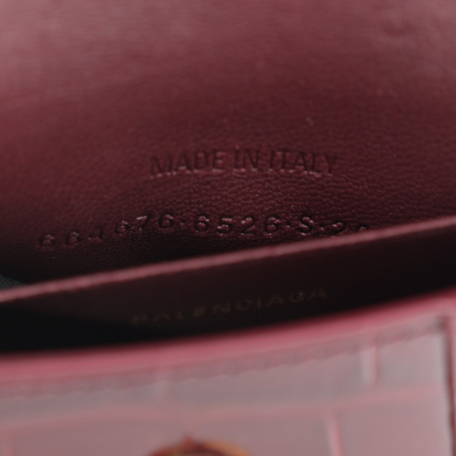 Balenciaga Shiny Calfskin Crocodile Embossed Hourglass Top Handle Bag Mini with Chain Dark Red 7 of 12