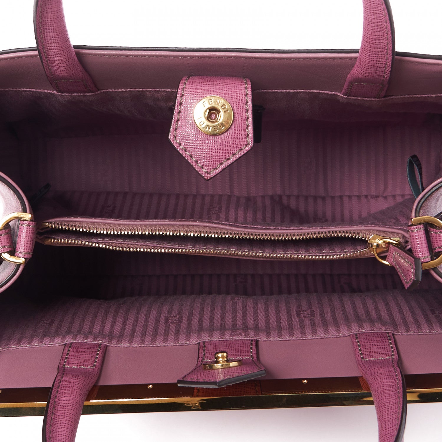 Fendi Vitello Elite Flamingo Petite 2Jours Tote Lilla Glicine 7 of 8