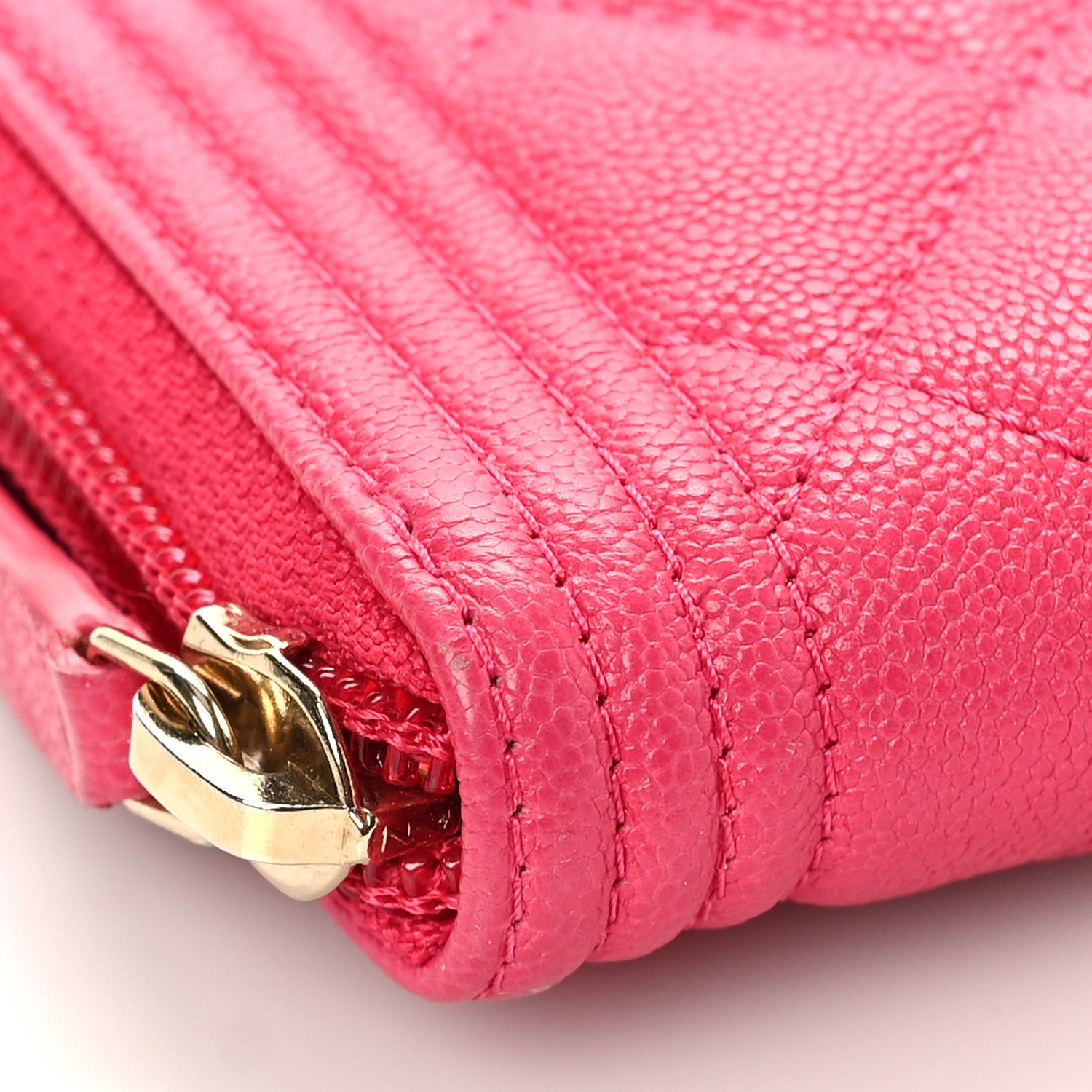 Chanel Caviar Quilted Small Boy Zip Around Wallet Fuchsia 8 of 10